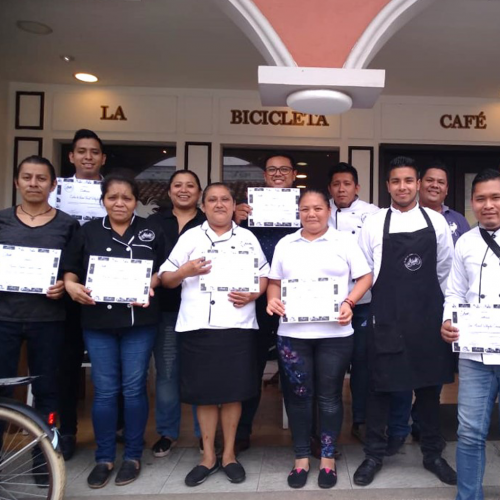 Capacitación en Cafetería La Bicicleta, San Andrés Tuxtla